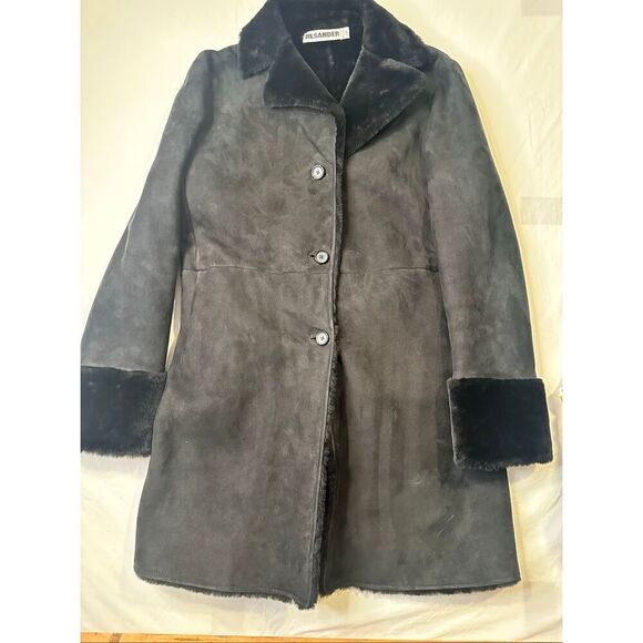 Jil Sander Authentic Women’s Black Lamb Leather Moulton Coat Made in Italy - Picture 5 of 16